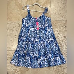 Lilly, Pulitzer Loro dress in Baha Blue Bird is the Word. Size L, NWT